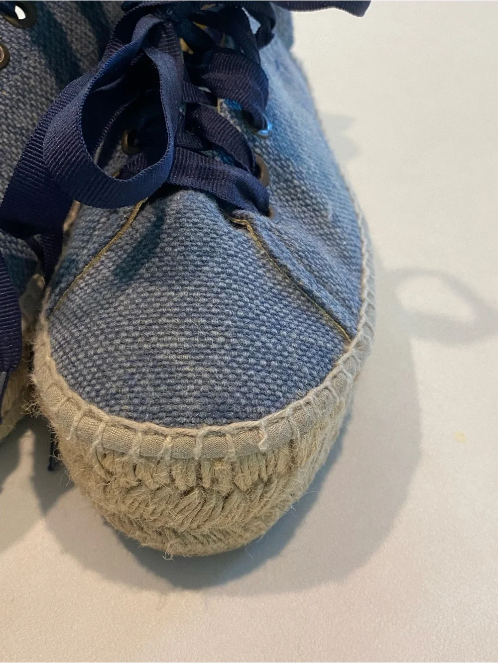 MANEBI HAMPTONS ESPADRILLE LACE UP PLATFORM SNEAKER CHAMBRAY DENIM BLUE SZ 6.5